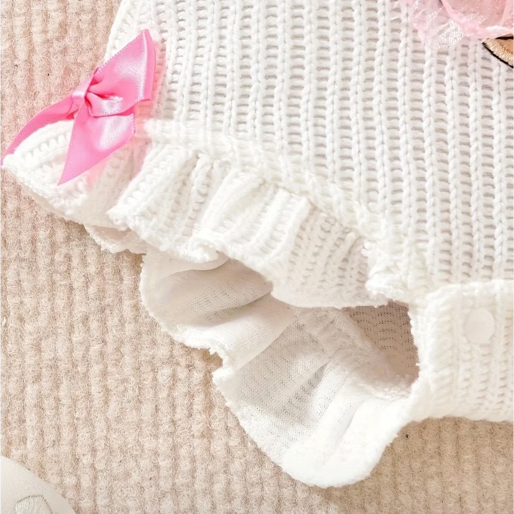 Birthday Ice Cream Bubble Adorable White Baby Romper with Pink Accents 12-18 mo
